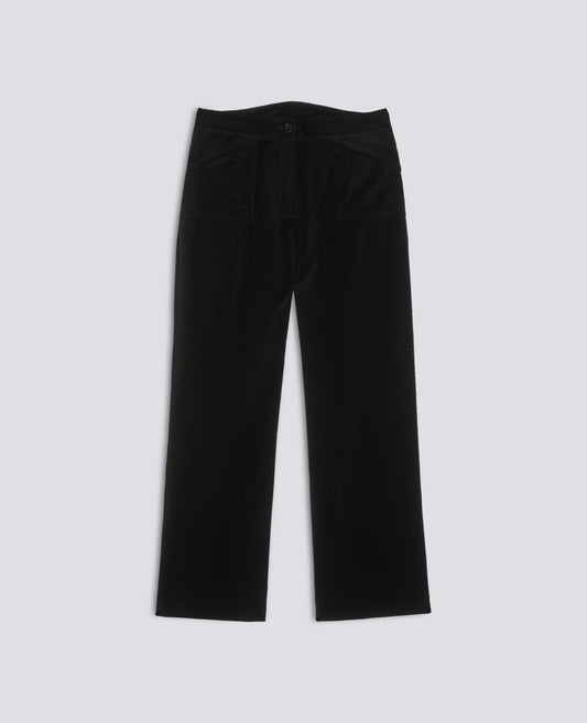 PANTALON TAILLE HAUTE EN VELOURS COTELE 1000 RAIES DE COTON COMFORT - NOIR - ASPESI
