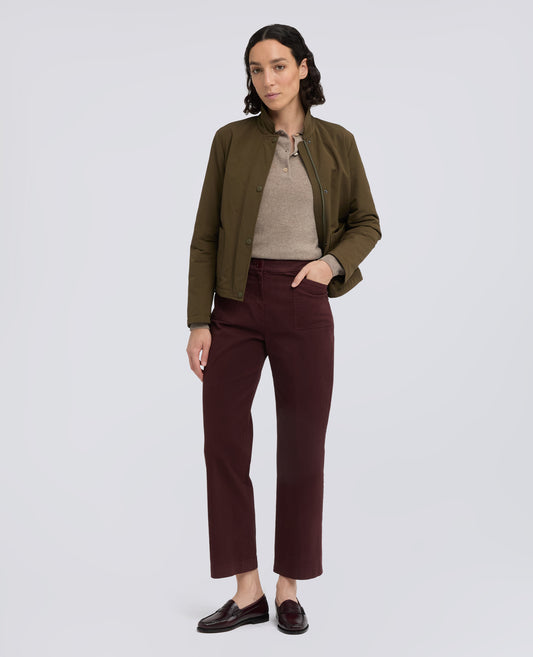 PANTALONE A VITA ALTA IN GABARDINE DI COTONE STRETCH TINTO CAPO - BARBERA