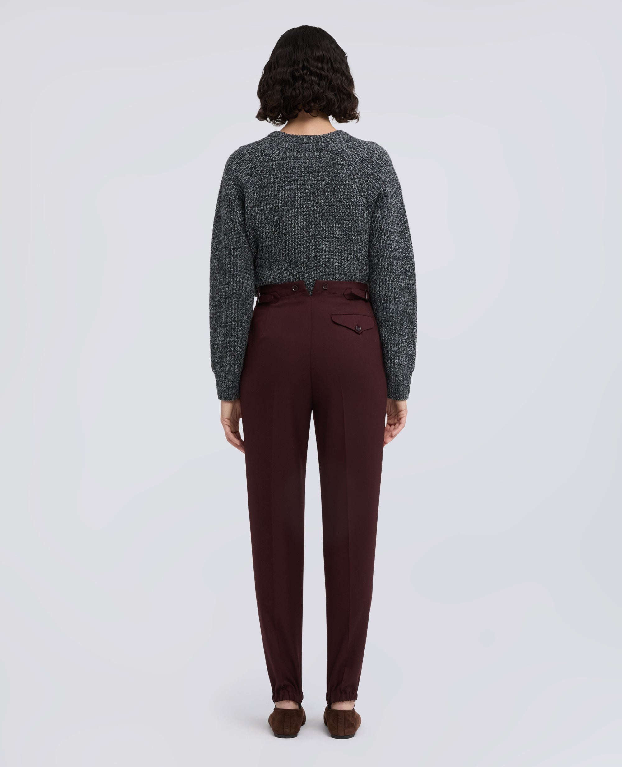 PANTALON TAILLE HAUTE EN GABARDINE DE LAINE VIERGE - MARRONE - ASPESI