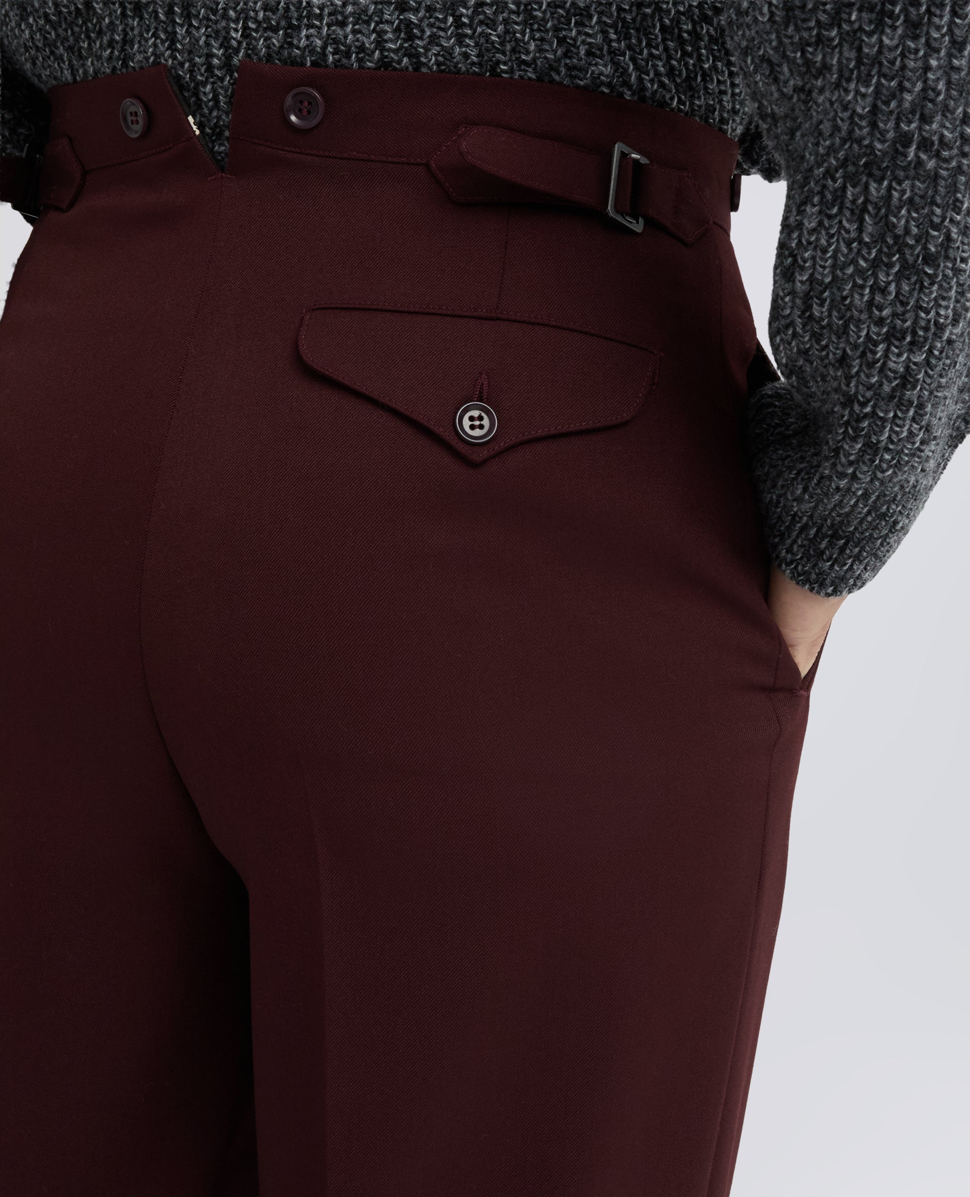 PANTALON TAILLE HAUTE EN GABARDINE DE LAINE VIERGE - MARRONE - ASPESI