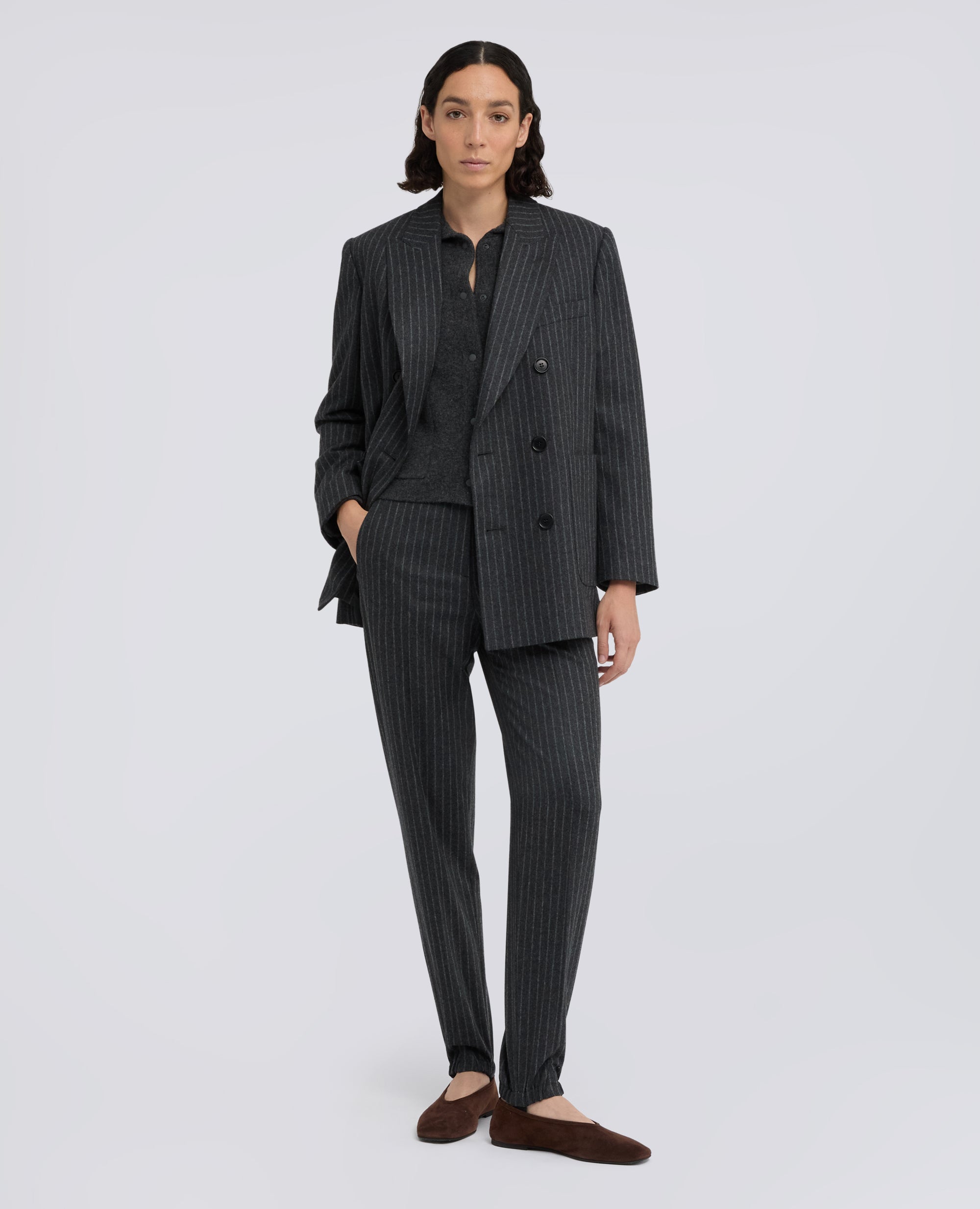 PANTALONE IN FLANELLA DI LANA VERGINE - GRIGIO - ASPESI