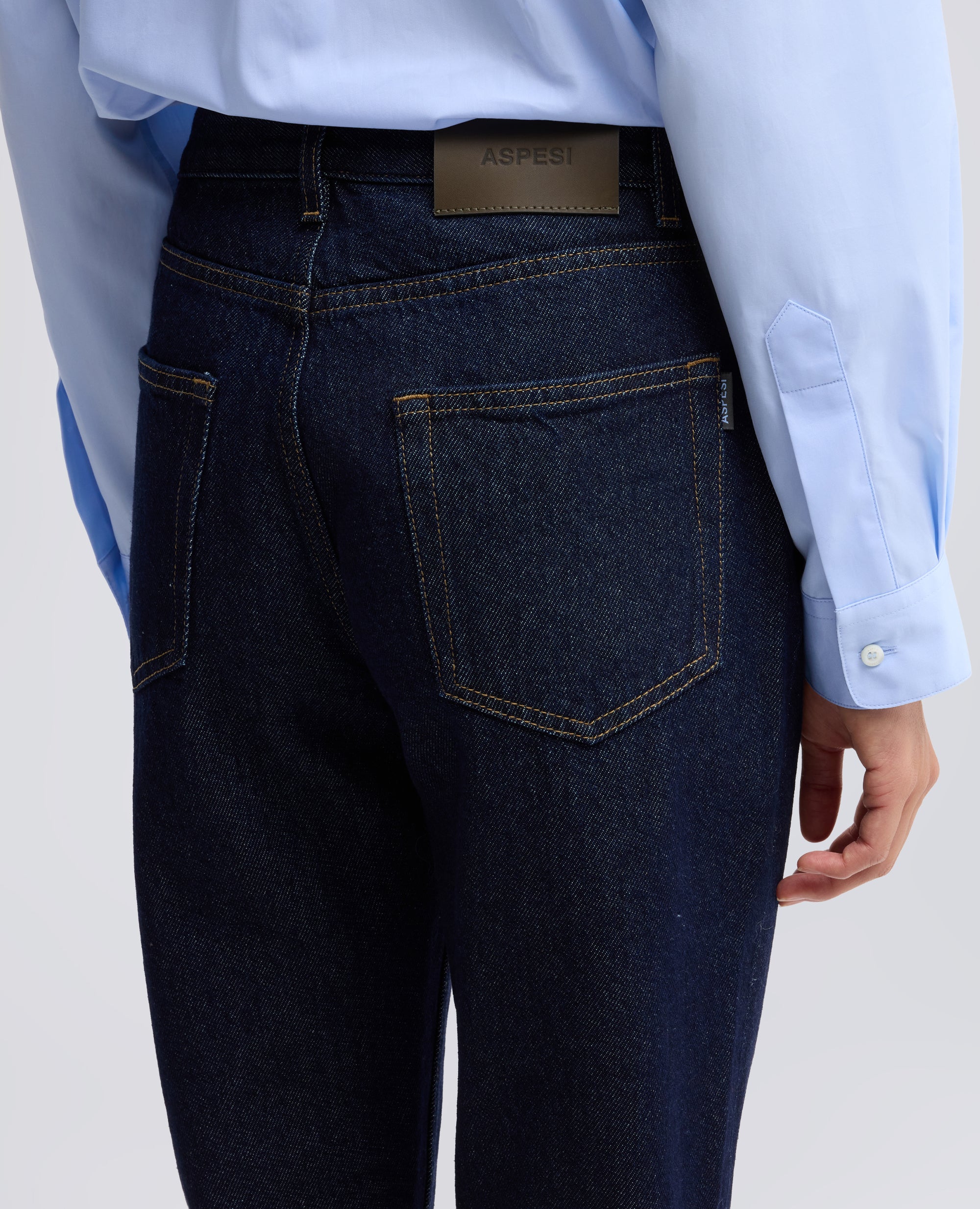 PANTALONE A VITA ALTA IN DENIM - BLU - ASPESI