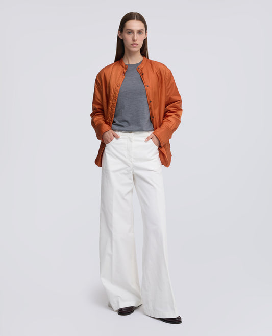 PANTALONE IN VELLUTO LISCIO COTONE TINTO CAPO - PANNA