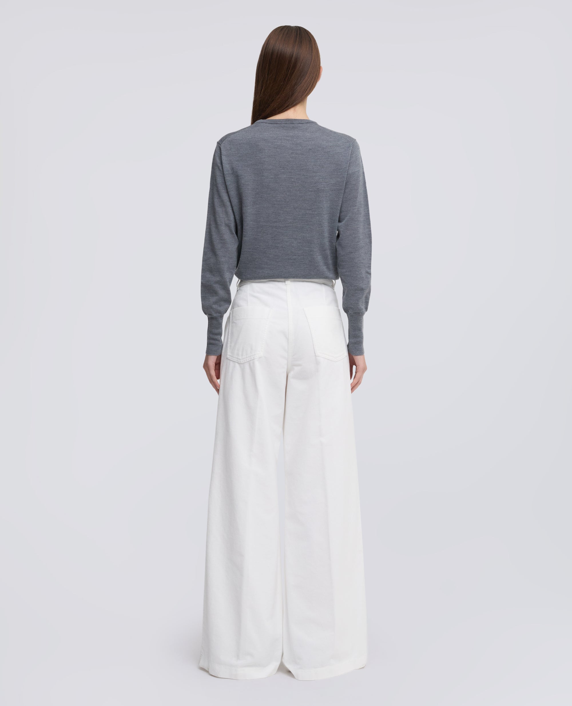 PANTALONE IN VELLUTO LISCIO COTONE TINTO CAPO - PANNA - ASPESI