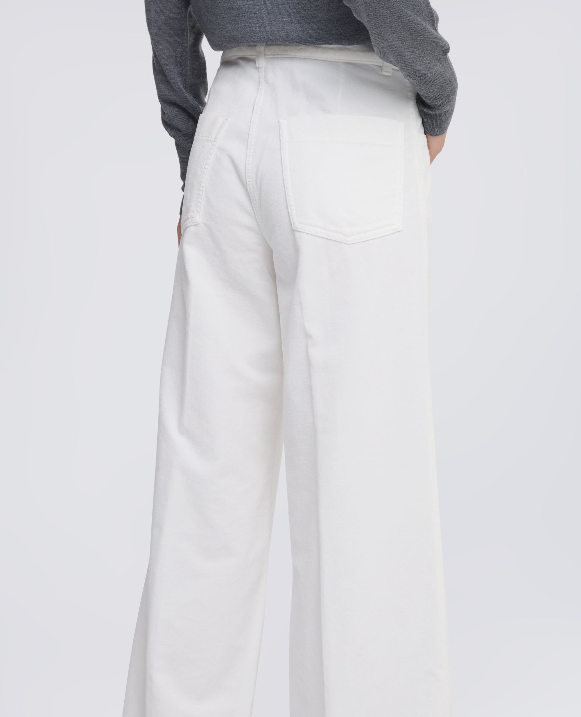 PANTALONE IN VELLUTO LISCIO COTONE TINTO CAPO - PANNA - ASPESI