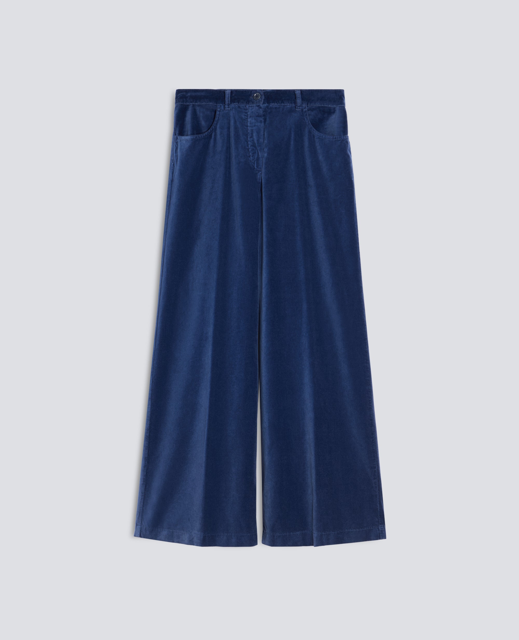 PANTALONE IN VELLUTO LISCIO COTONE TINTO CAPO - AVIO - ASPESI