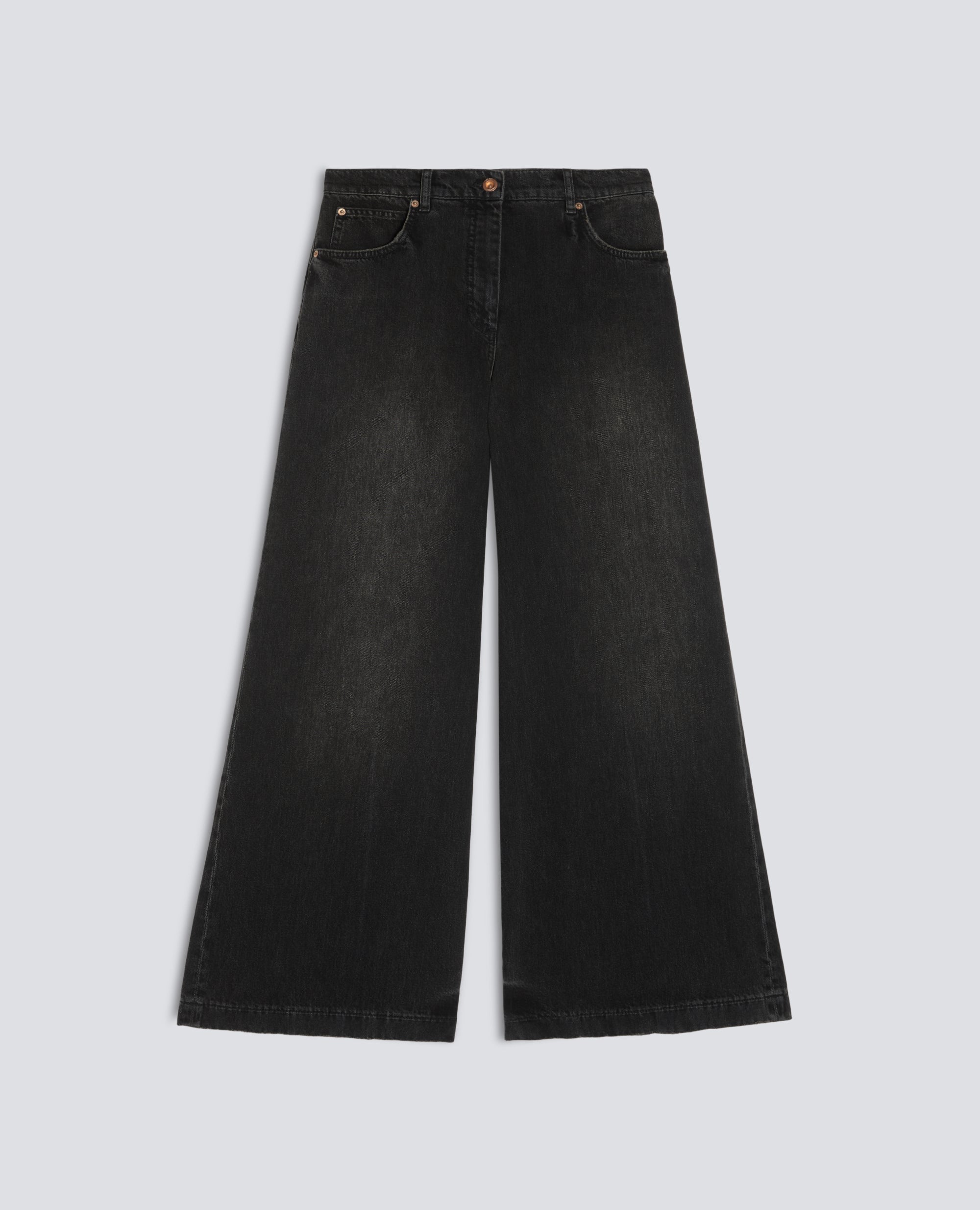COTTON DENIM TROUSERS - BLACK - ASPESI