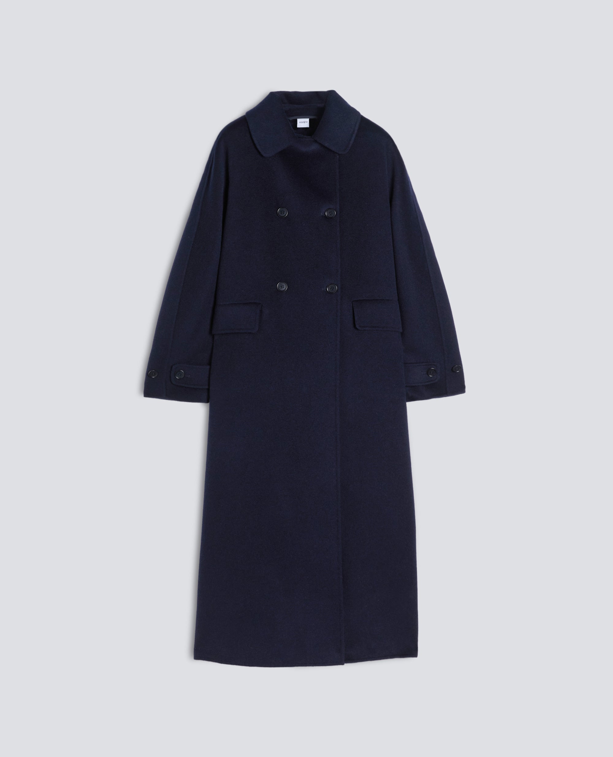 CAPPOTTO IN DOUBLE DI LANA EFFETTO BEAVER - BLU - ASPESI
