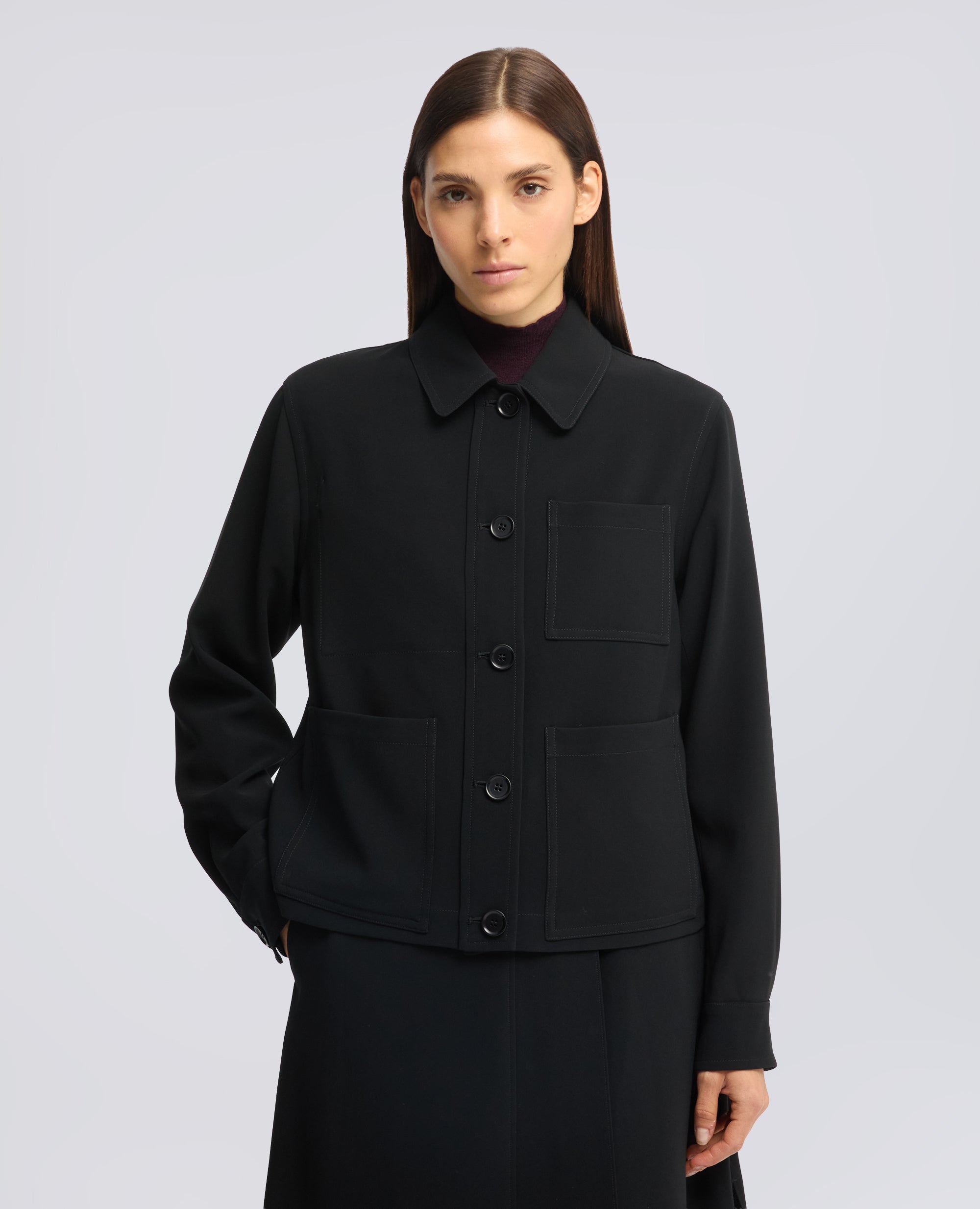 GIACCA BOXY IN CREPE CADY - NERO - ASPESI