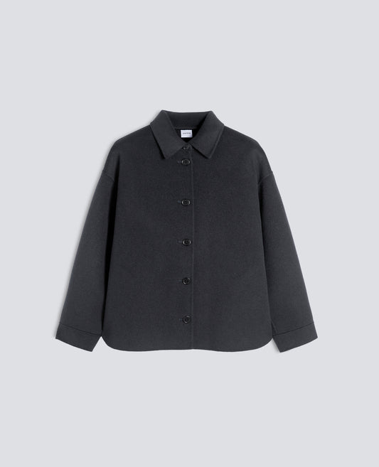 GIACCA CAMICIA IN DOUBLE DI LANA EFFETTO BEAVER - GRIGIO - ASPESI