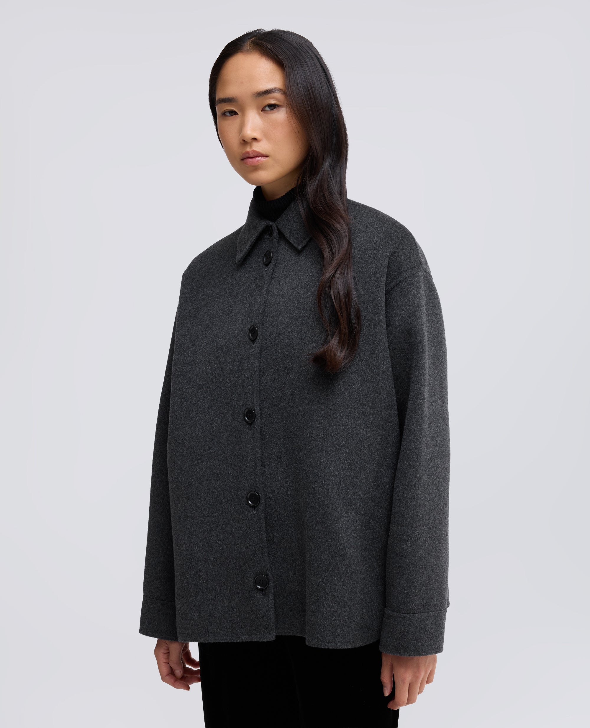 GIACCA CAMICIA IN DOUBLE DI LANA EFFETTO BEAVER - GRIGIO - ASPESI
