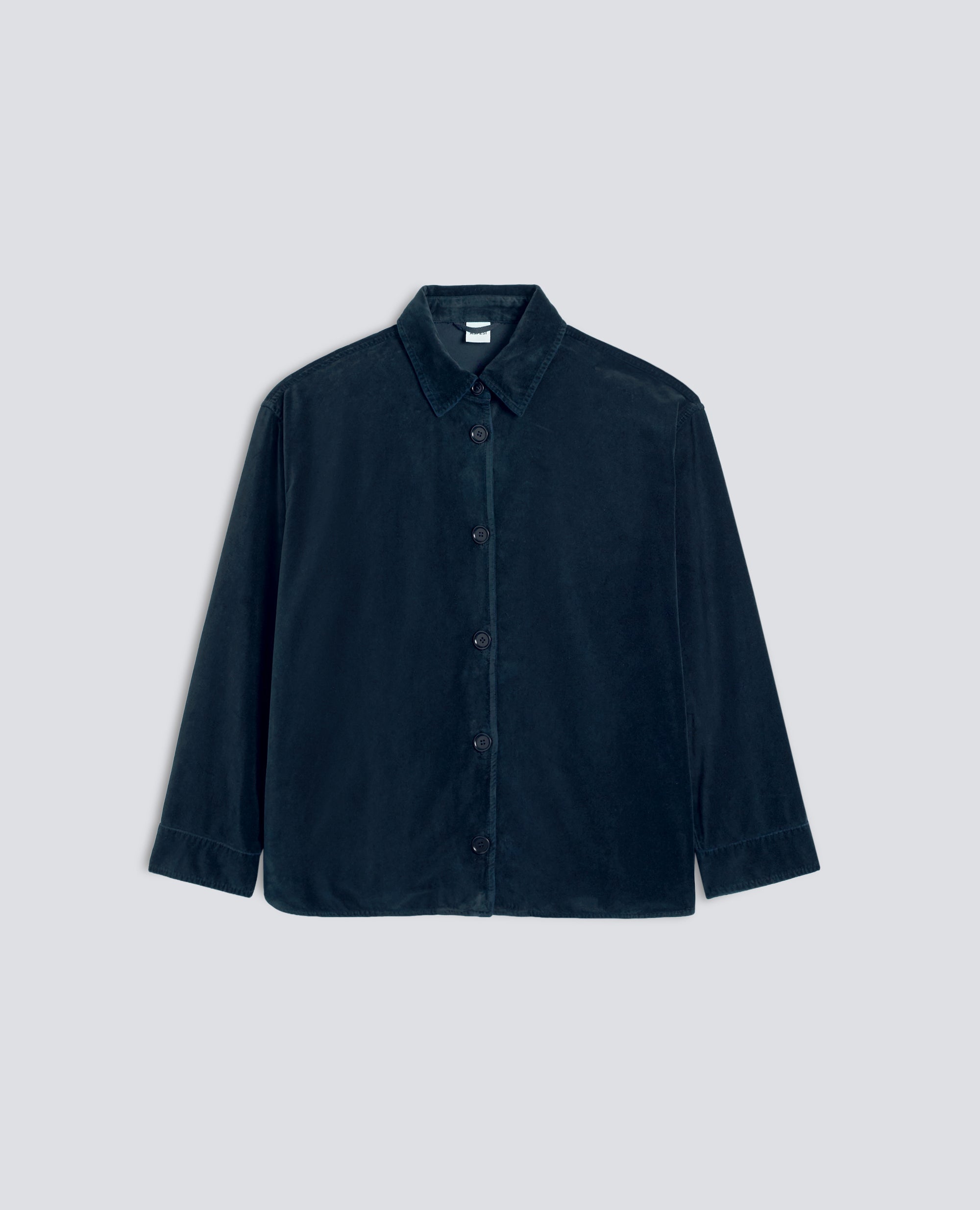 GIACCA CAMICIA IN VELLUTO LISCIO DI COTONE TINTO CAPO - NAVY - ASPESI