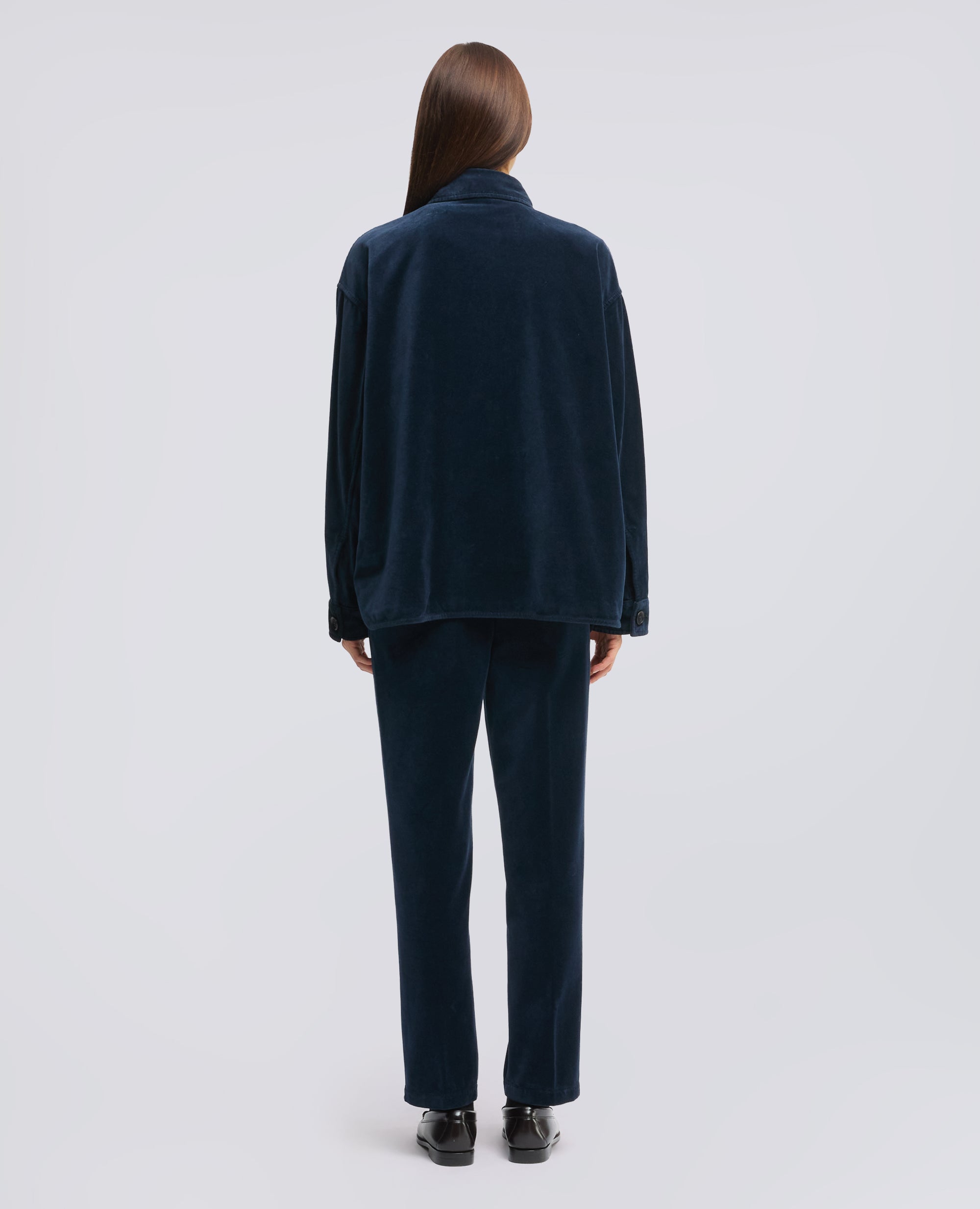 GIACCA CAMICIA IN VELLUTO LISCIO DI COTONE TINTO CAPO - NAVY - ASPESI