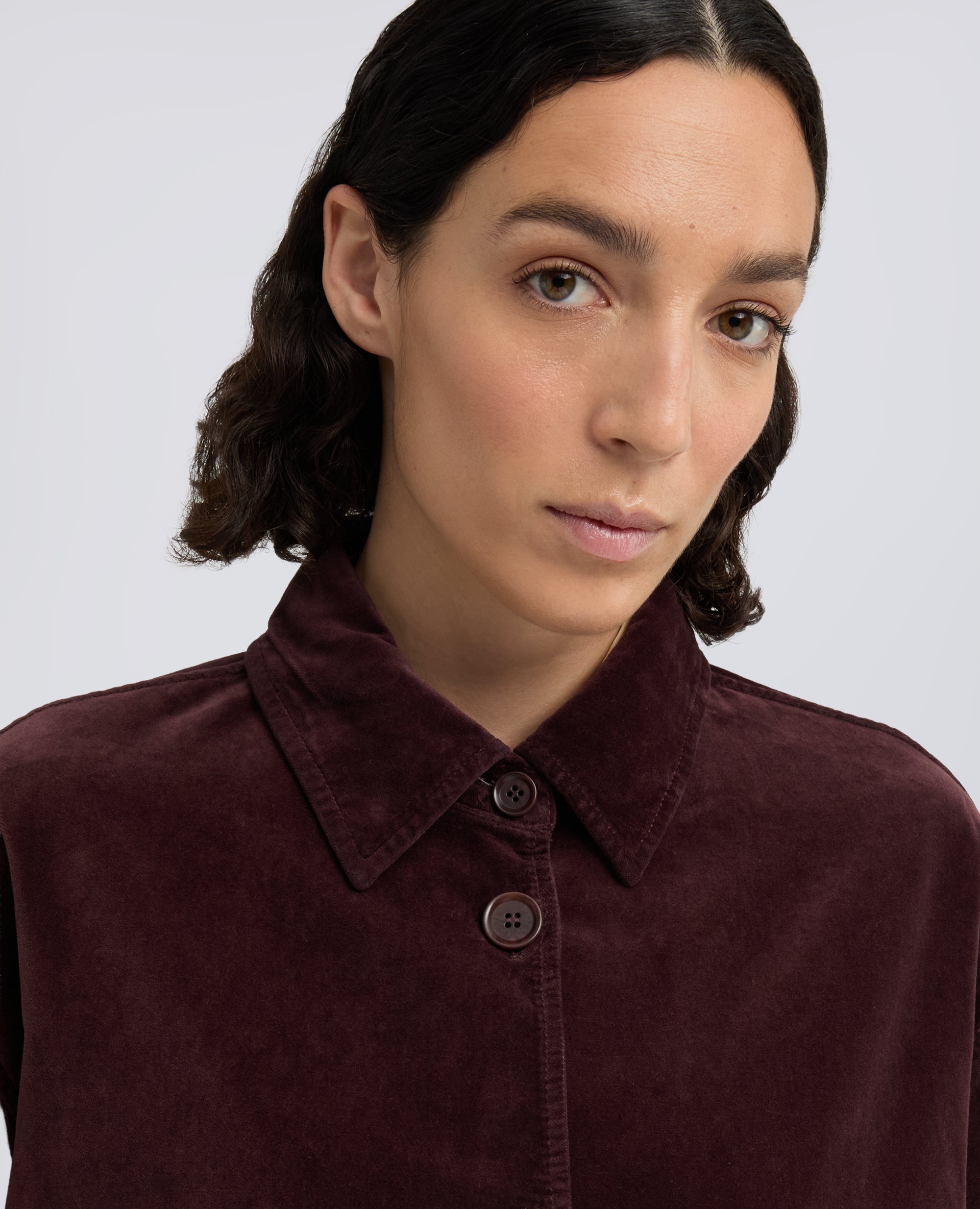 GIACCA CAMICIA IN VELLUTO LISCIO DI COTONE TINTO CAPO - BARBERA - ASPESI