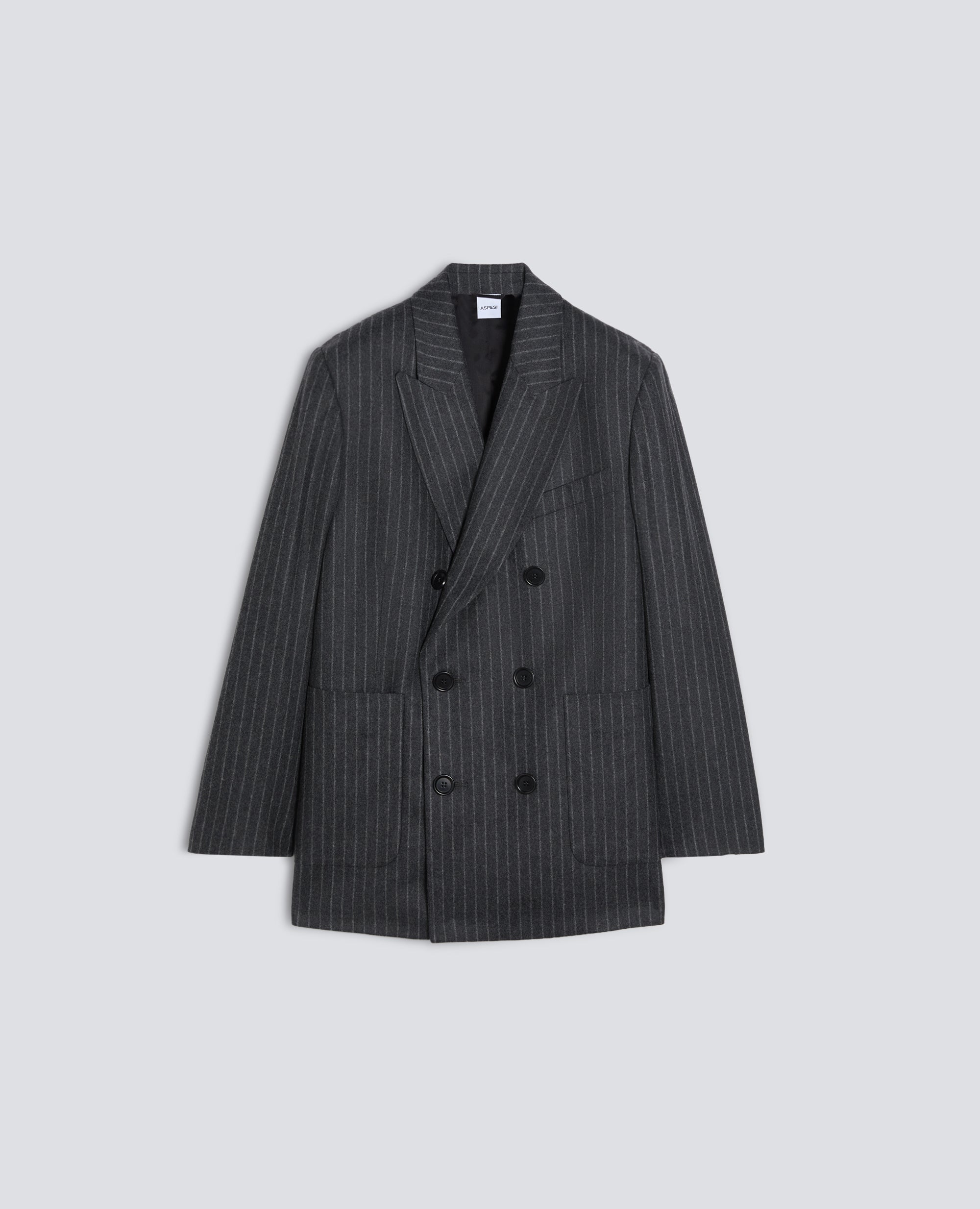 JACKE MIT NADELSTREIFEN AUS REINEM SCHURWOLL-FLANELL - GRIGIO - ASPESI