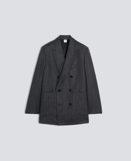 JACKE MIT NADELSTREIFEN AUS REINEM SCHURWOLL-FLANELL - GRIGIO - ASPESI