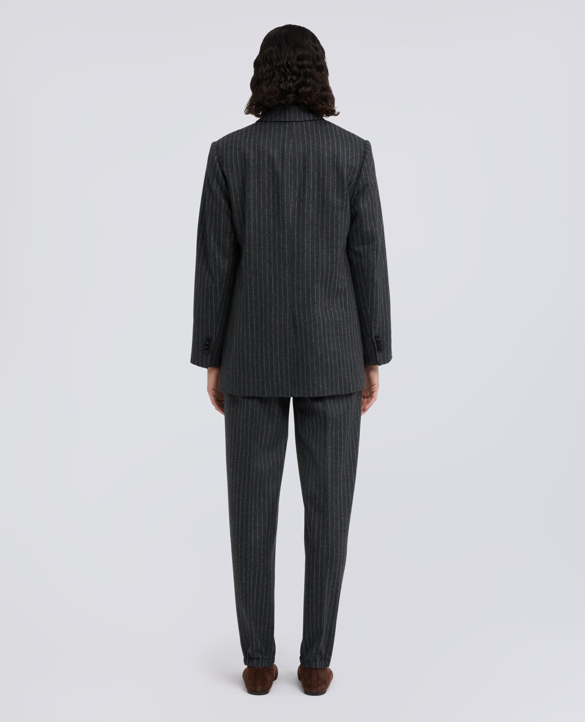 JACKE MIT NADELSTREIFEN AUS REINEM SCHURWOLL-FLANELL - GRIGIO - ASPESI