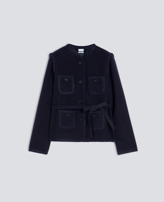 GIACCA IN PURA LANA VERGINE SHETLAND - NAVY