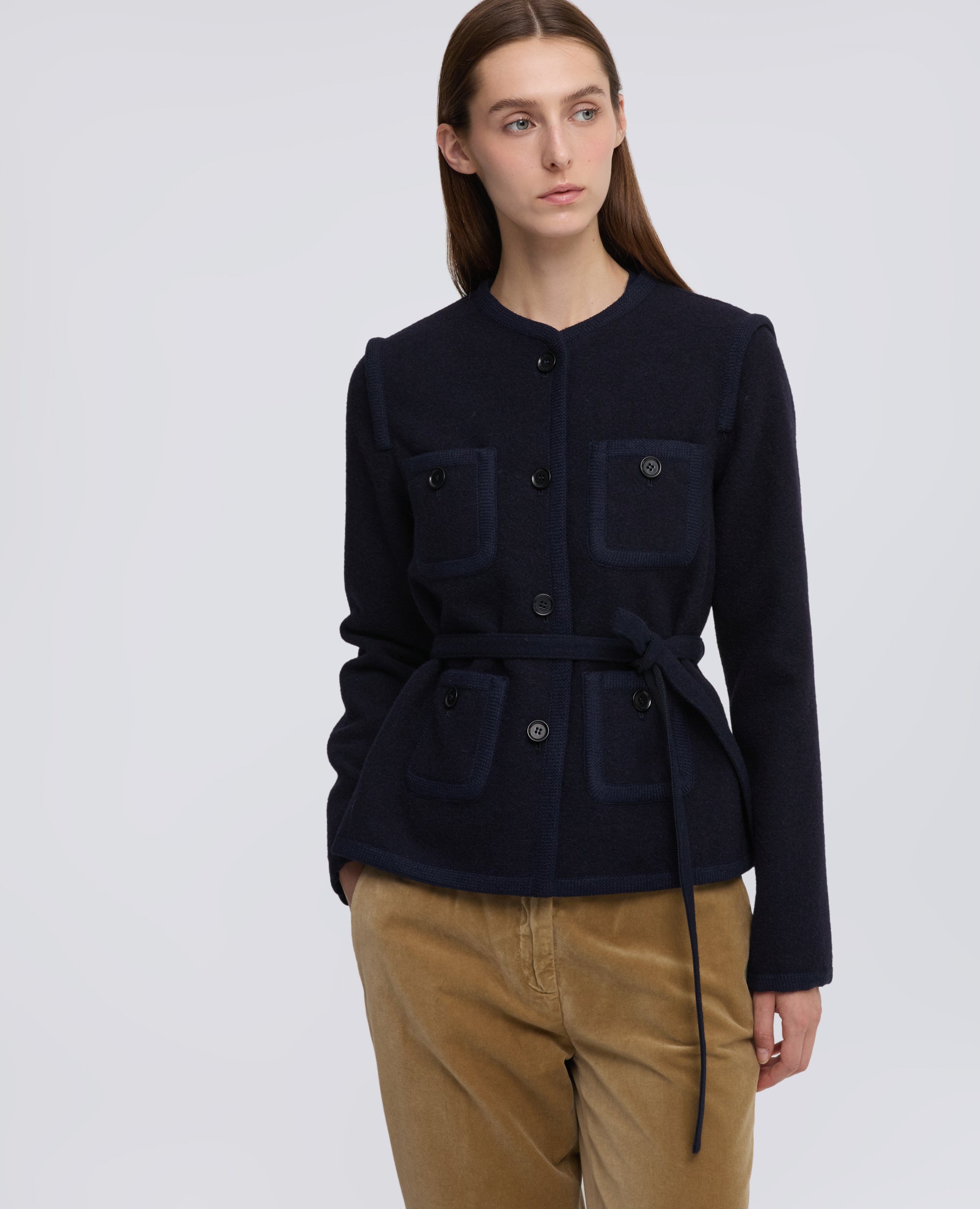 GIACCA IN PURA LANA VERGINE SHETLAND - NAVY - ASPESI