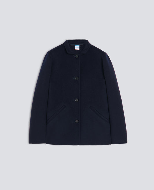 GIACCA IN DOUBLE DI LANA EFFETTO BEAVER - BLU