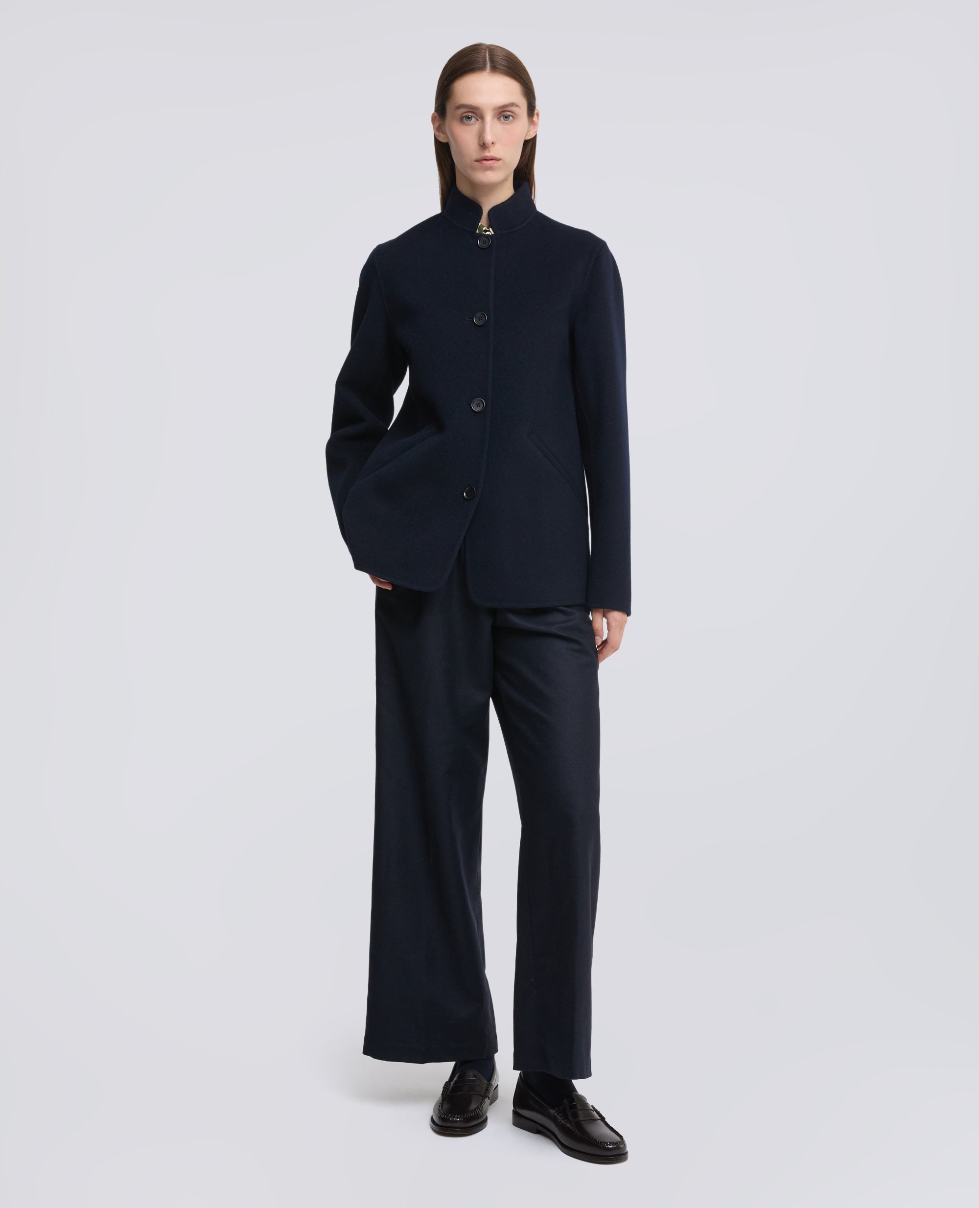 GIACCA IN DOUBLE DI LANA EFFETTO BEAVER - BLU - ASPESI