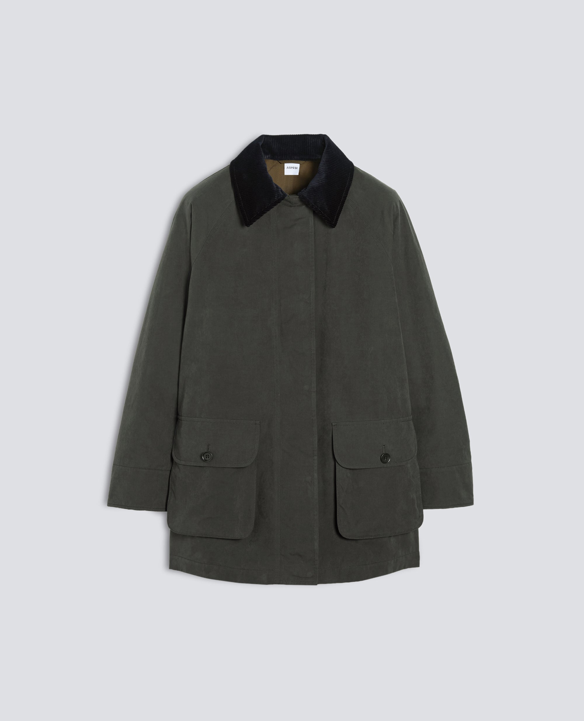 COMPACT COTTON CANVAS PEA COAT - GREY - ASPESI