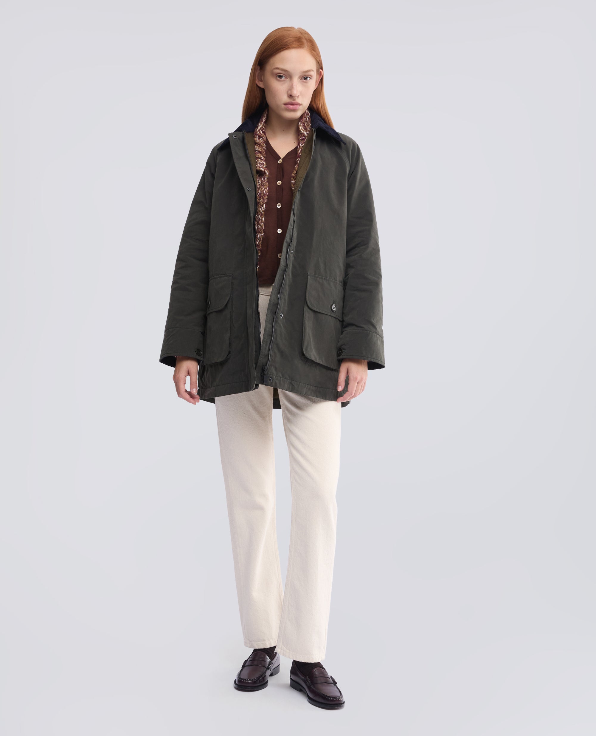 COMPACT COTTON CANVAS PEA COAT - GREY - ASPESI