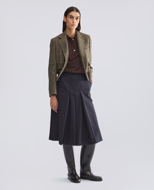 JUPE EN GABARDINE DE LAINE VIERGE - BLEU - ASPESI
