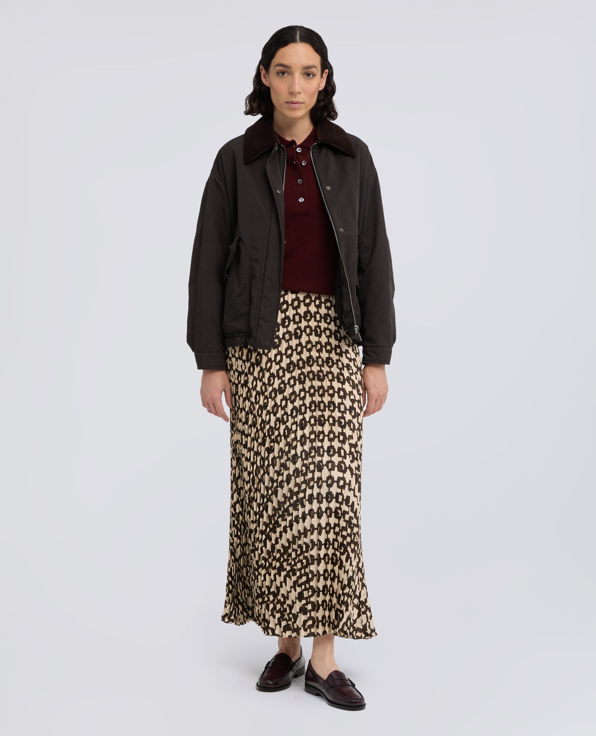GONNA LUNGA IN TWILL DI VISCOSA E SETA - MILITARE - ASPESI