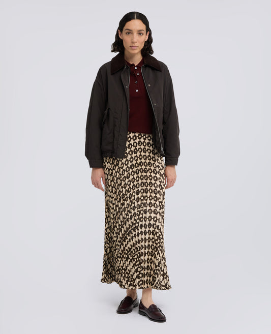 GONNA LUNGA IN TWILL DI VISCOSA E SETA - MILITARY