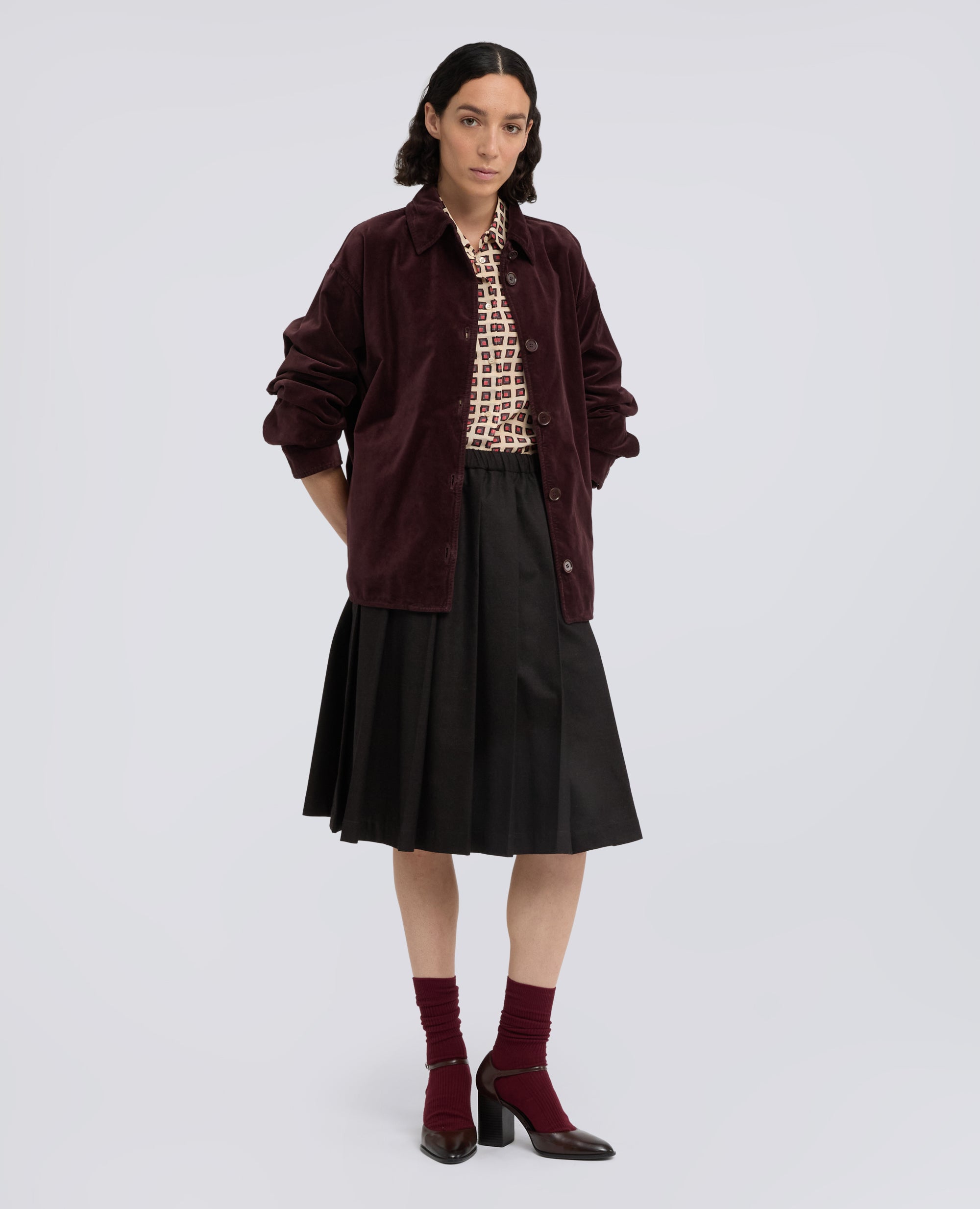 GONNA IN LANA E CASHMERE A PIEGHE - MARRONE - ASPESI