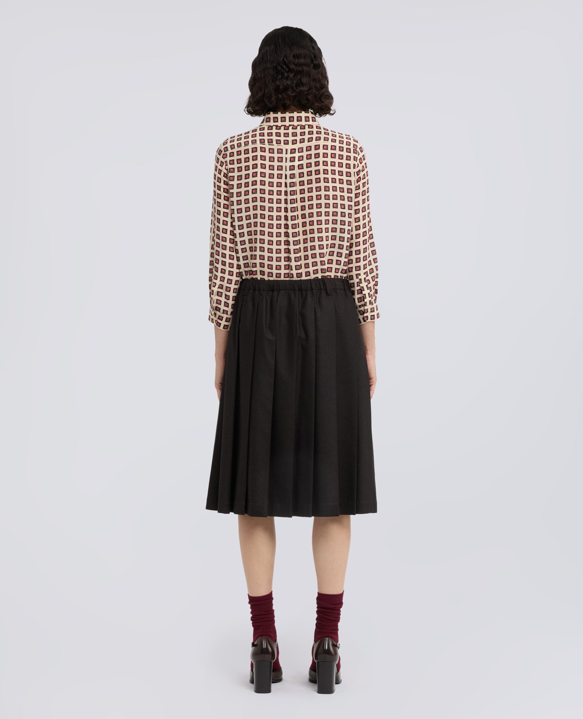 GONNA IN LANA E CASHMERE A PIEGHE - MARRONE - ASPESI