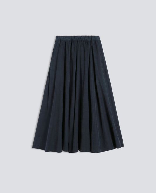GONNA IN VELLUTO DI COTONE 2000 RIGHE TINTO CAPO - NAVY