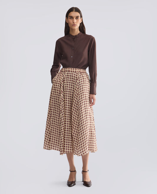 JUPE EN SERGE DE VISCOSE ET SOIE - MULTICOLEUR - ASPESI