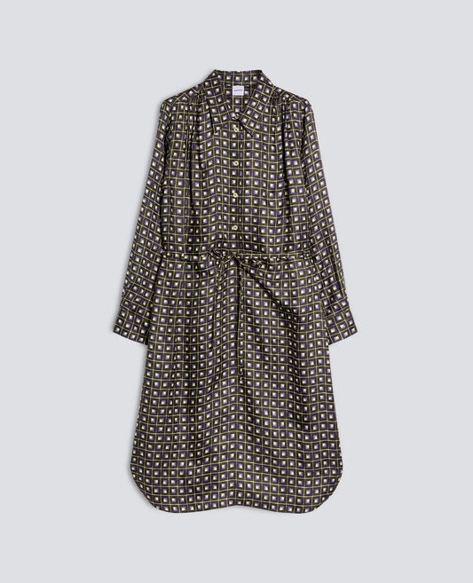 KLEID AUS VISKOSE-SEIDEN-TWILL MIT PRINT - MEHRFARBEN - ASPESI