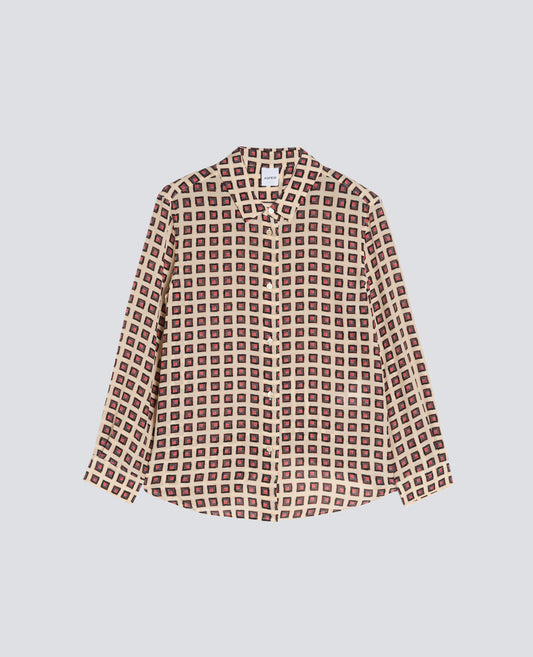 CAMICIA IN CREPE DE CHINE DI SETA STAMPATO - NATURAL