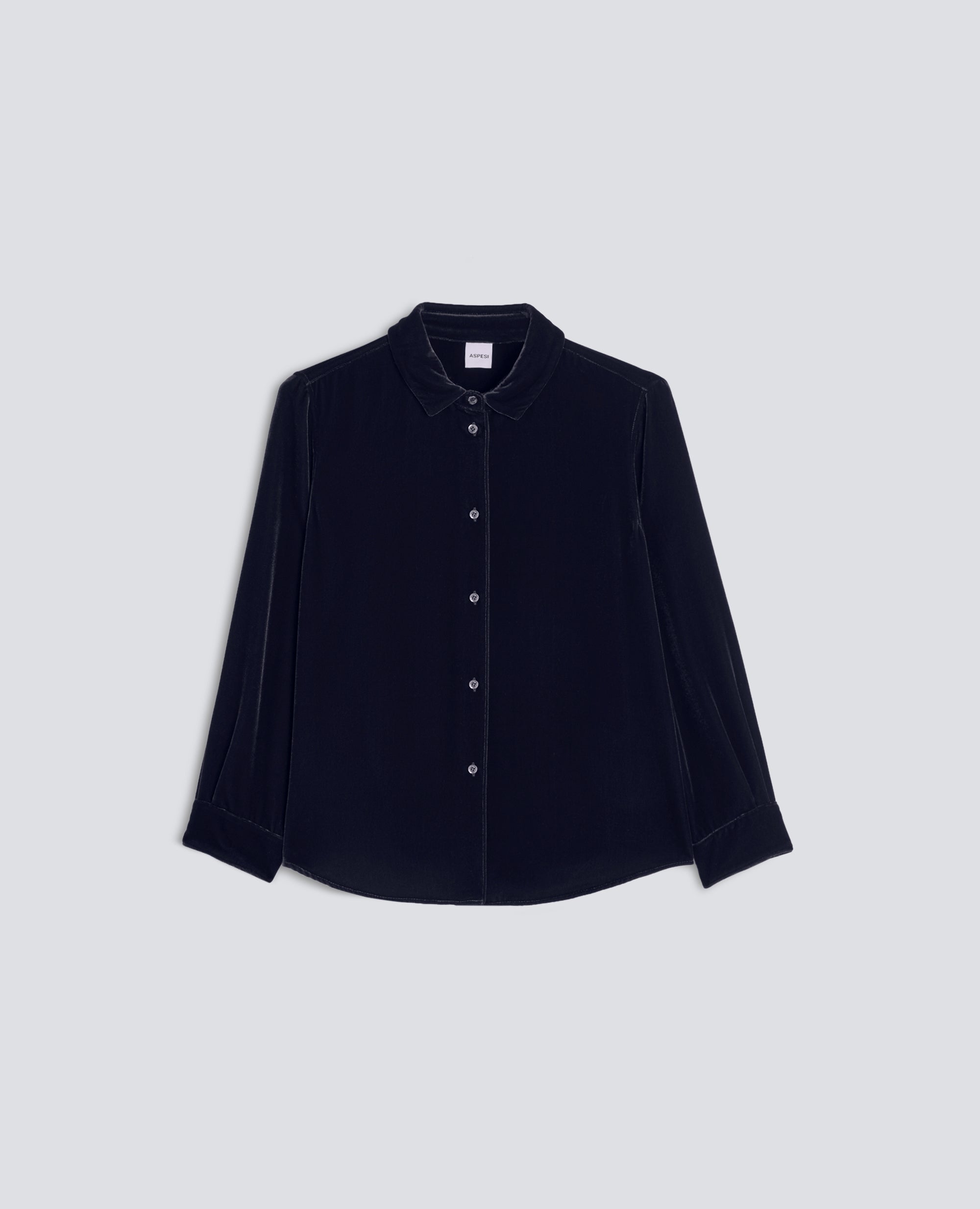CAMICIA IN TWILL DI VISCOSA E SETA STAMPATO - BLU - ASPESI