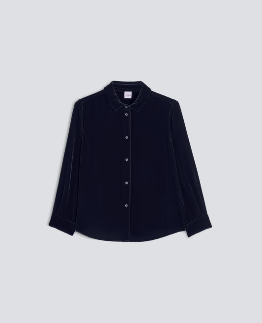CHEMISE EN SERGE DE VISCOSE ET SOIE IMPRIME - BLEU - ASPESI