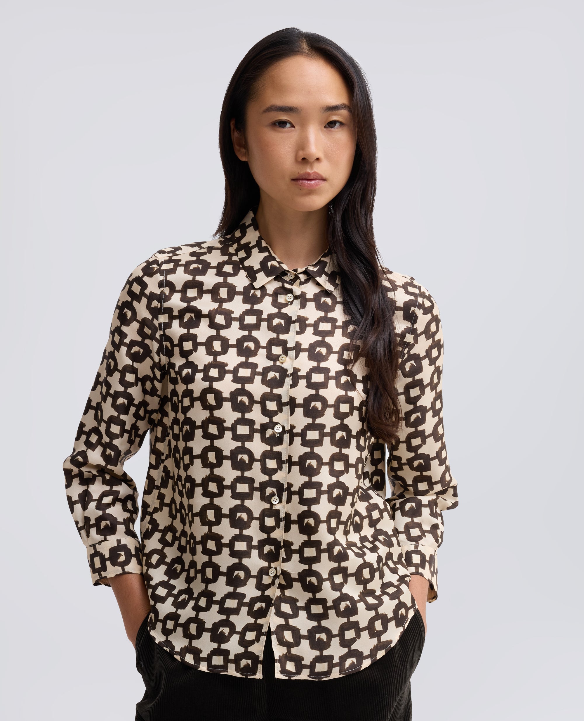 CAMICIA IN TWILL DI VISCOSA SETA STAMPATO - VERDE - ASPESI