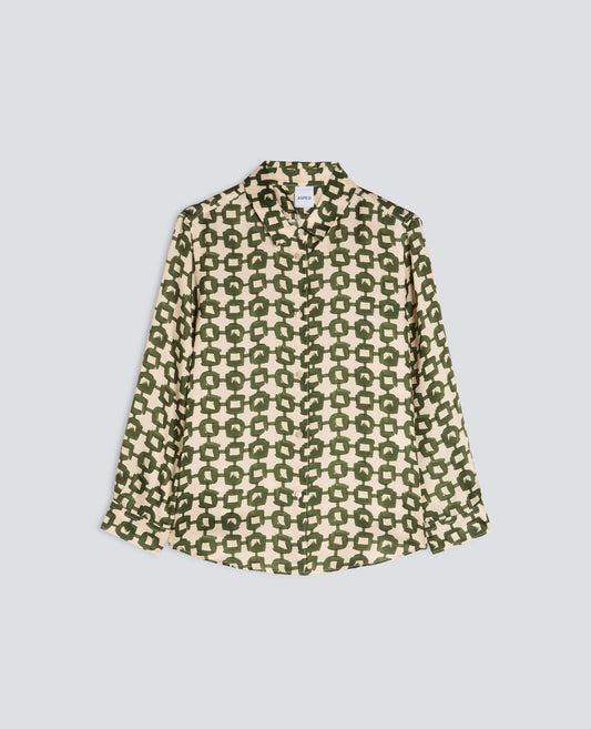 CAMICIA IN TWILL DI VISCOSA SETA STAMPATO - GREEN