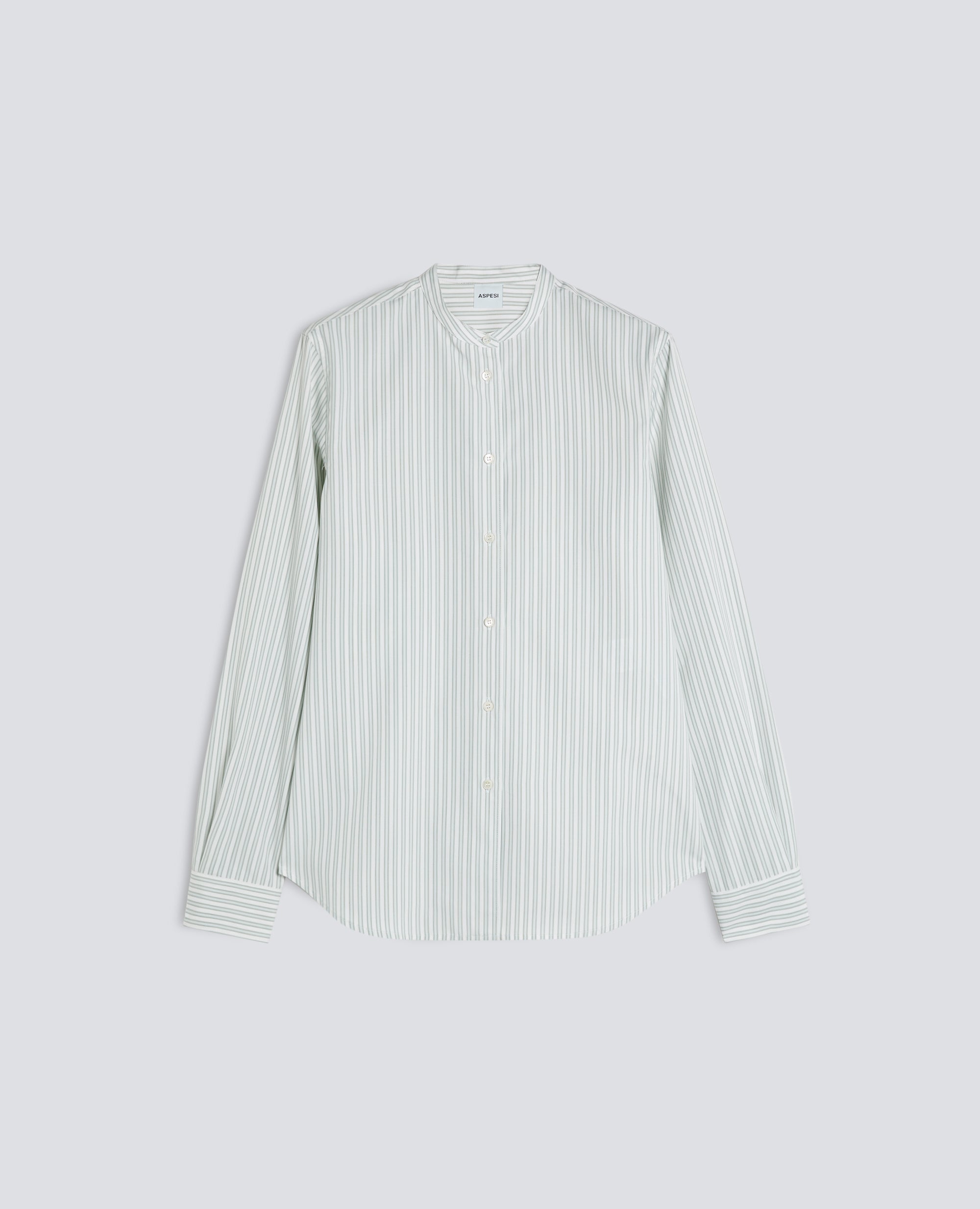 CAMICIA IN POPELINE DI COTONE A RIGHE - VERDE - ASPESI