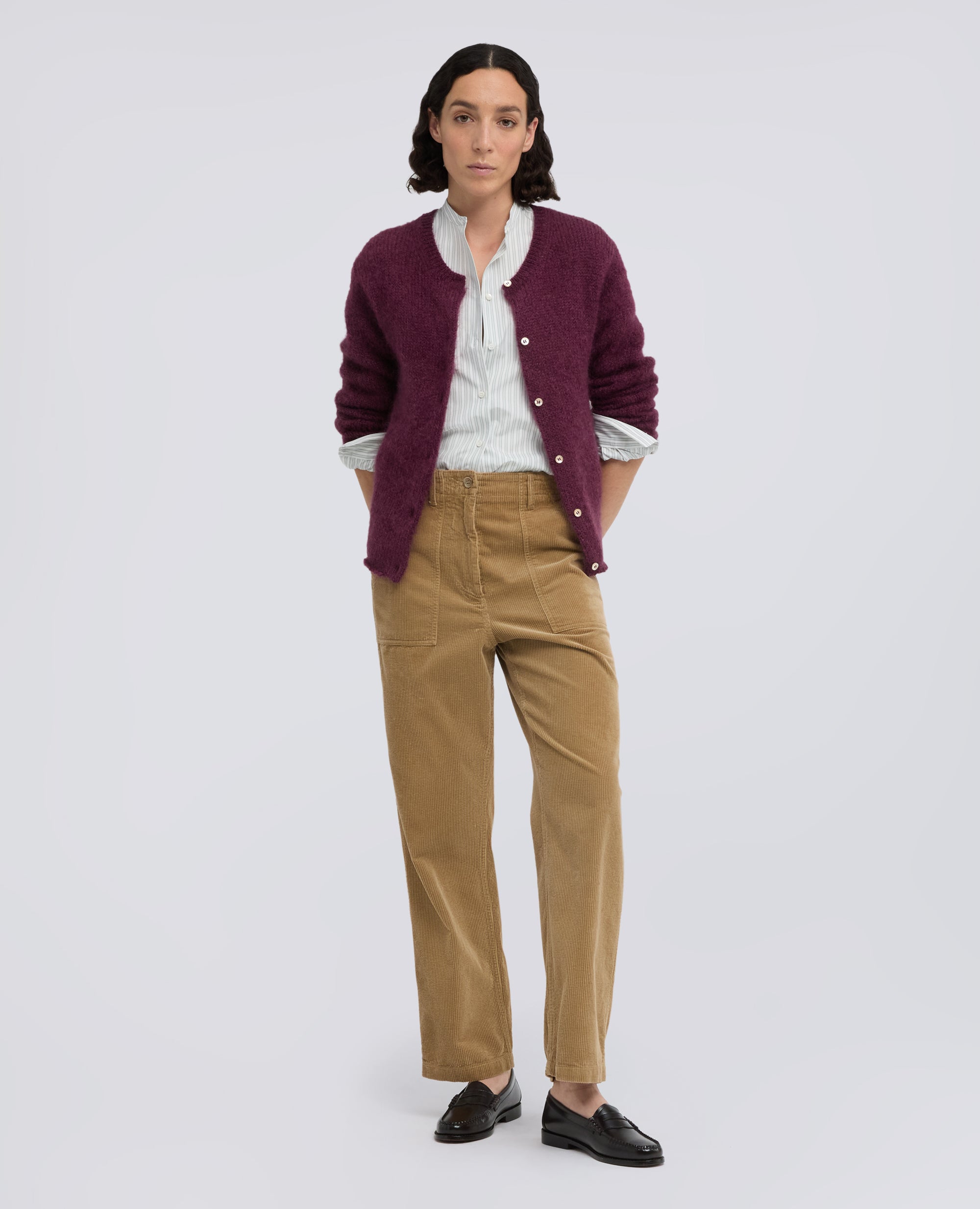 CAMICIA IN POPELINE DI COTONE A RIGHE - VERDE - ASPESI