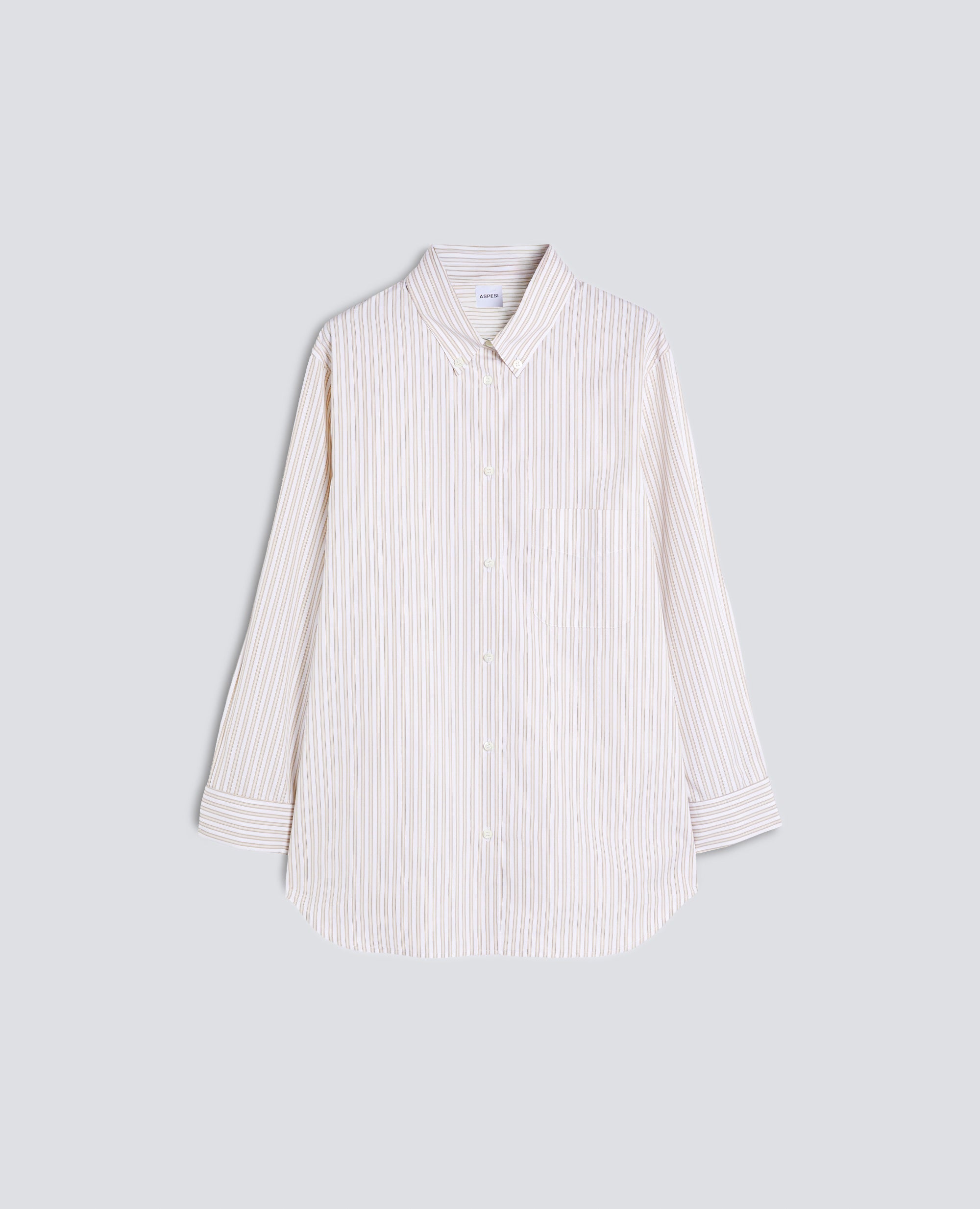 CAMICIA IN POPELINE DI COTONE CON COLLO BUTTON DOWN - BEIGE - ASPESI