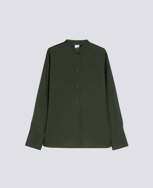 CAMICIA IN HABUTAI DI SETA CON COLLO ALLA COREANA - VERDE - ASPESI