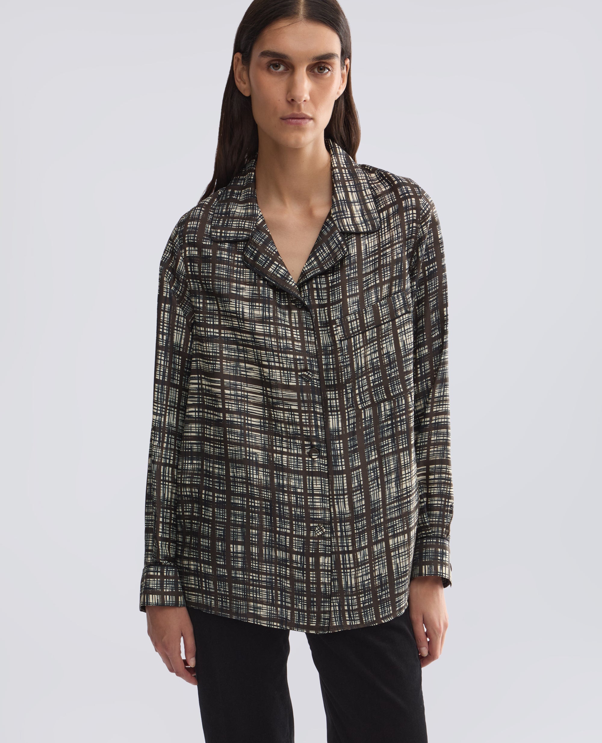 CAMICIA PIGIAMA IN TWILL DI VISCOSA E SETA STAMPATO - MULTICOLOR - ASPESI