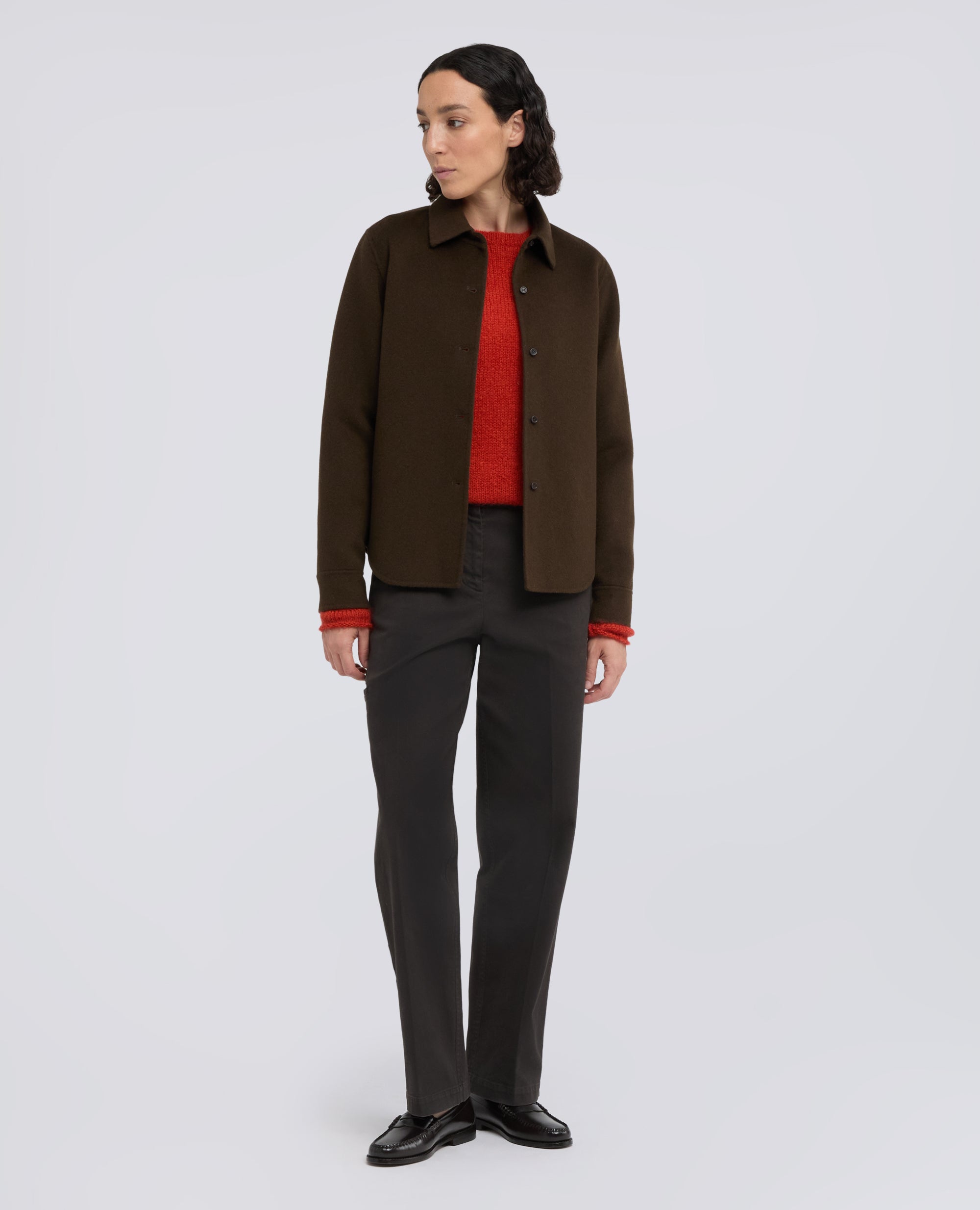 CAMICIA IN DOUBLE DI LANA EFFETTO BEAVER - MARRONE - ASPESI