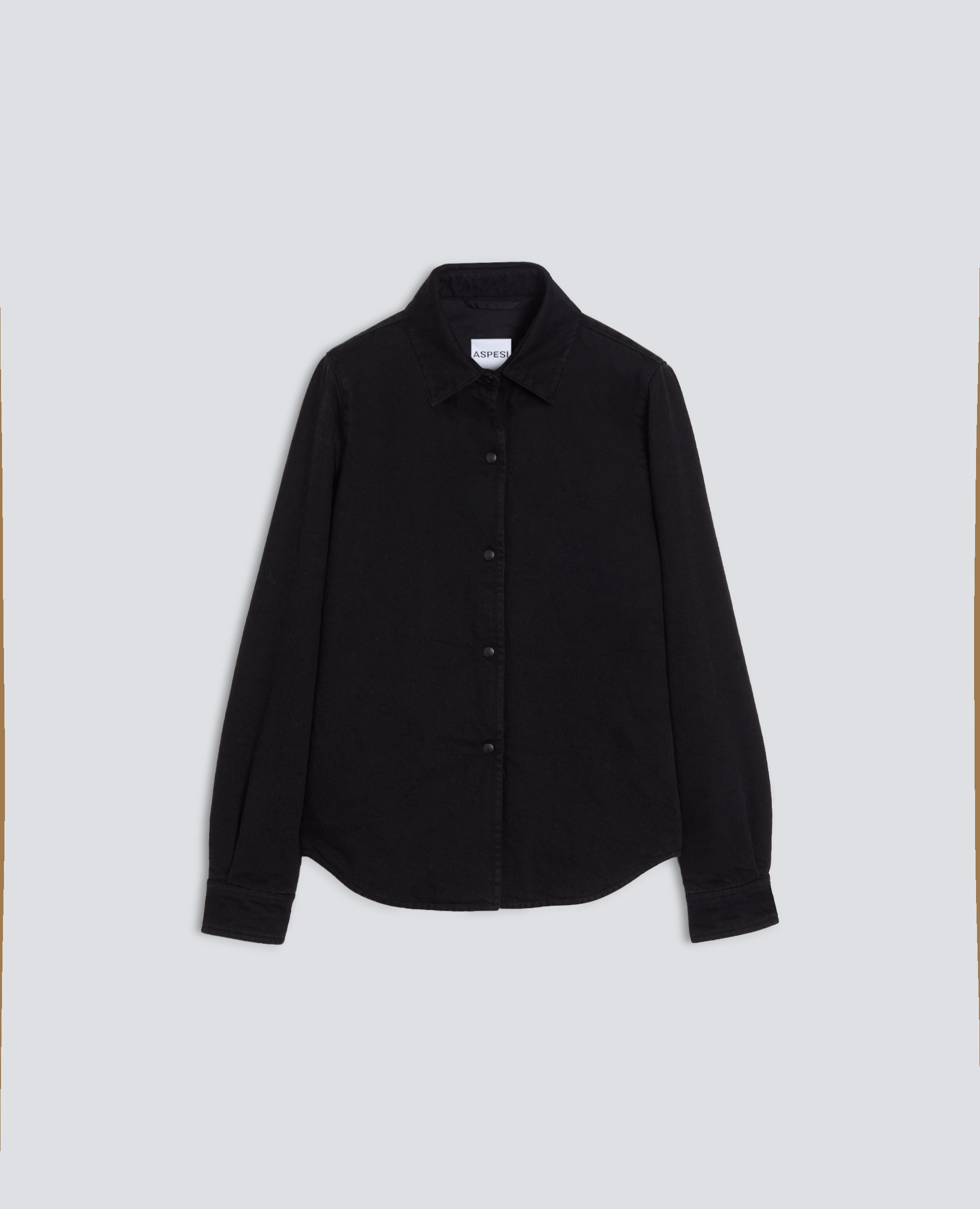 -GLUE- COTTON DENIM SHIRT JACKET - BLACK - ASPESI