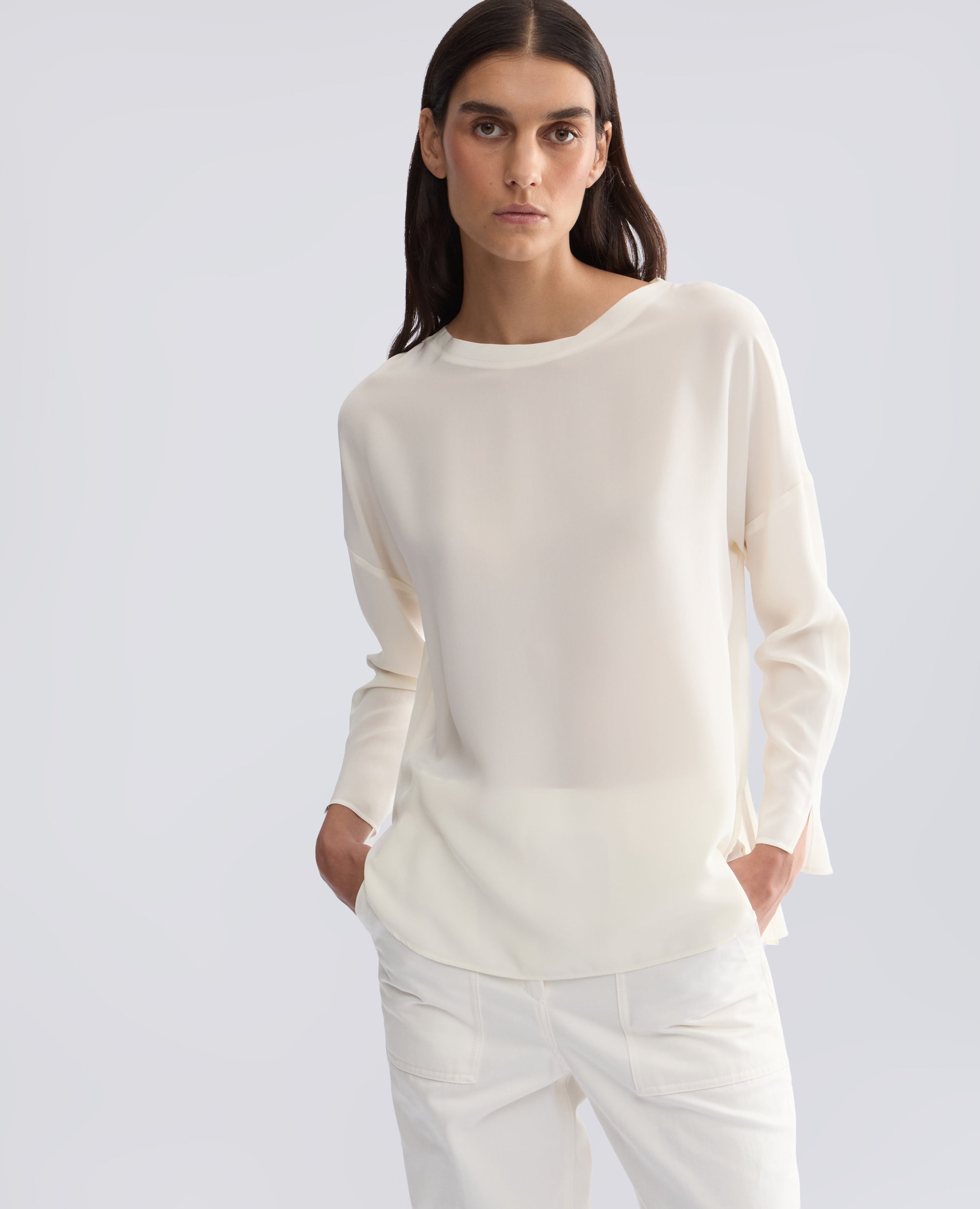 TOP IN CREPE DE CHINE DI SETA UNITO - NATURALE - ASPESI