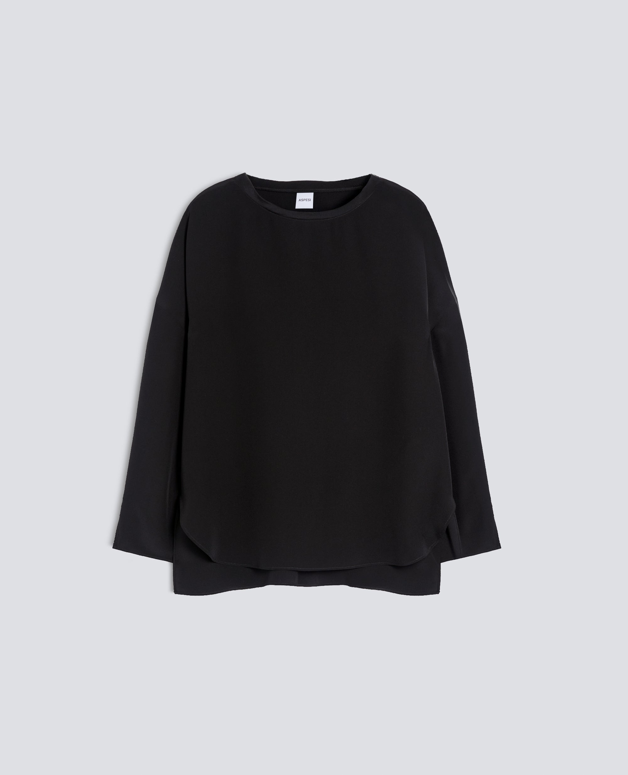 TOP IN CREPE DE CHINE DI SETA UNITO - NERO - ASPESI