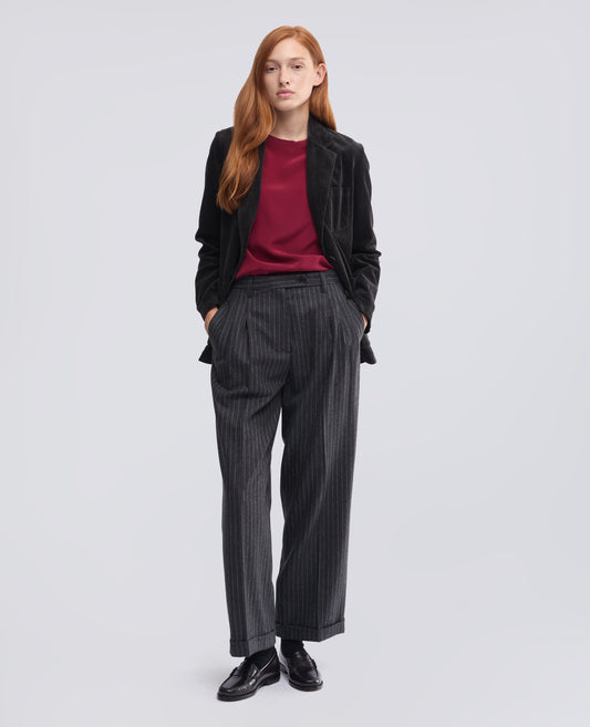 TOP EN CREPE DE CHINE DE SOIE UNI - ROUGE - ASPESI